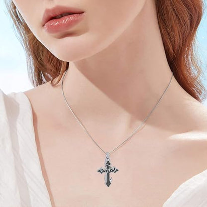 zeqingjw Cross Urn Necklace Fish Hook Cremation Jewelry for Ashes Pendant Stainless Steel Deer Antler Cross Memorial Human Pet Keepsake Ashes Holder for Men Women - color: Z-Silver-B