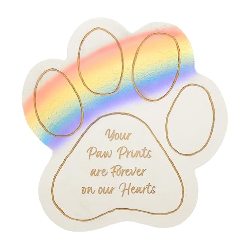 Pavilion Gift Company - Your Paw Prints are Forever On Our Hearts - 11" Pawprint Garden Memorial Stone Pet Cat Dog Bereavement in Memory Memorial Loss of Loved One Gift Animal Companion Present