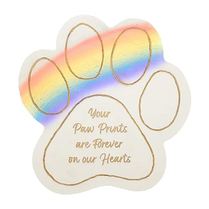 Pavilion Gift Company - Your Paw Prints are Forever On Our Hearts - 11" Pawprint Garden Memorial Stone Pet Cat Dog Bereavement in Memory Memorial Loss of Loved One Gift Animal Companion Present