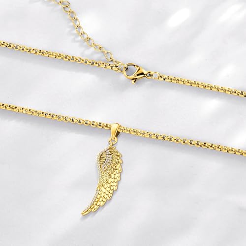 Angel Wings Necklace 925 Sterling Silver Guardian Angel Nurse RN Caduceus Pendant Charm Crystal Angel Jewelry Gifts for Women - style: B-Angel Wing (Golden)