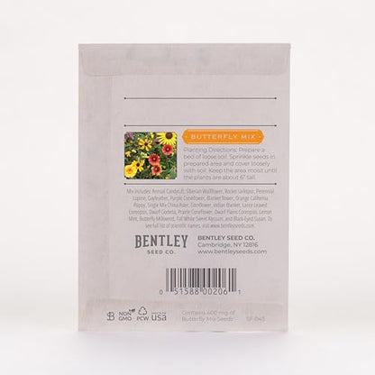 Bentley Seeds Grow with Us Pre Filled Butterfly Mix Seed Packets - 25 Individual Assortment Butterfly Mix Seed Packs for Party Favors Non-GMO Eco-Friendly Summer to Fall Gift - Outdoor Garden Seeds - style: Grow with Us