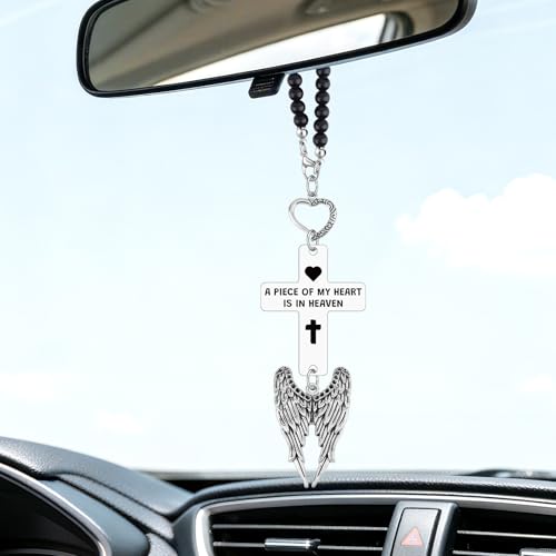 Heigebi Memorial Car Charm Sympathy Gift for Loss of Mother Father Daughter Son Sister Brother Car Rearview Mirror Hanging Accessories Memorial Ornament Remembrance Keepsake
