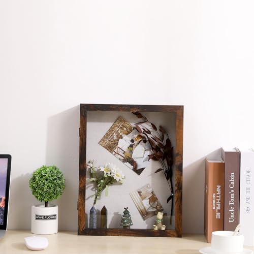 Muzilife 11x14 Shadow Box Picture Frame, 2.16 Deep, HD Glass, Honey Brown - color: Honey Brown, size: 11x14