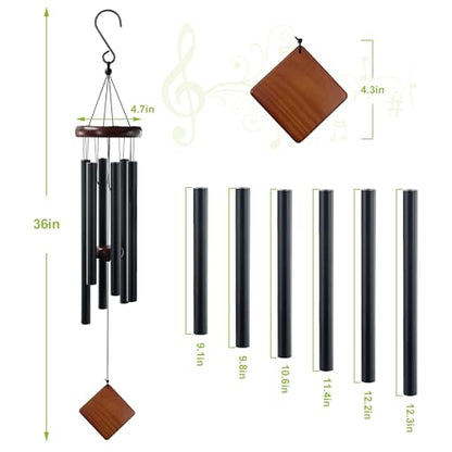 Wind Chime for Outside-36 inches Memorial Wind Chimes for Loss of Loved One Mother Father Baby Brother Friends, Best Sympathy Gift Wind Chimes Outdoor, Send Love and Strength - size: 36" BK