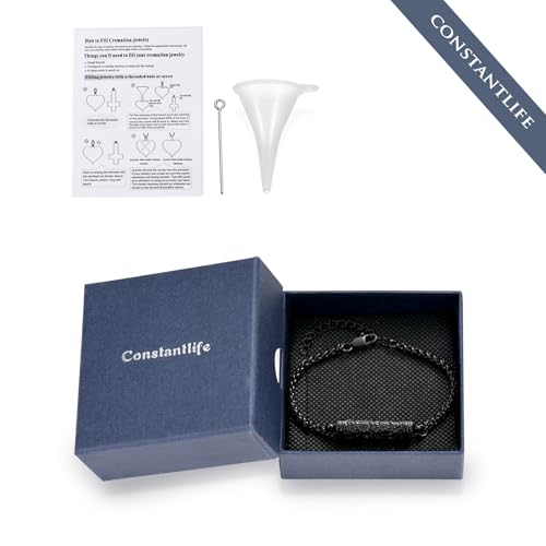 constantlife Cremation Bracelet for Ashes for Women Stainless Steel Sunflower Cylinder Urn Adjustable Link Bangle Memorial Jewelry Loved Ones Ashes Holder Keepsake - color: Black