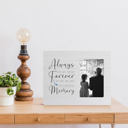 Memorial Gifts for Loss of Loved One, Sympathy Gift Picture Frame, Always on my Mind Forever in My Heart Wooden Picture Frames, 4x6 inch Photo - color: Green