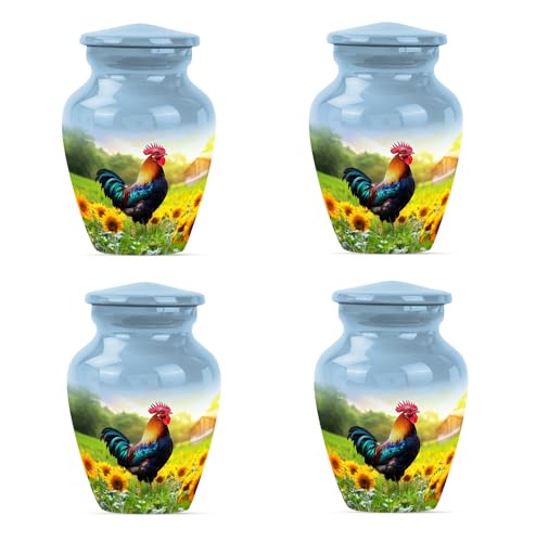 Rooster Urn for Ashes for Women, Mini Urns for Human Ashes, Keepsake Urns for Human Ashes Adult Man, Urn for Ashes Adult Female(Size - 3inch, 4 Pcs) - size: Keepsake-4pc