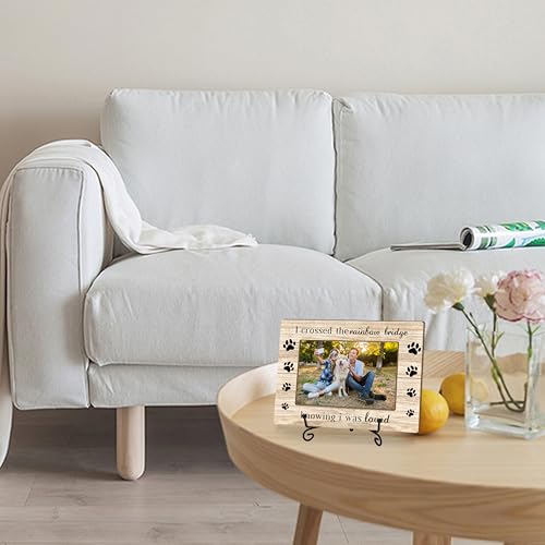 Pet Dog Memorial Picture Frame with Iron Stand, Sympathy Gifts for Loss of Dogs Cats, Wooden Dog Memory Picture Frame for Tabletop or Desk Decor - style: Dog-A