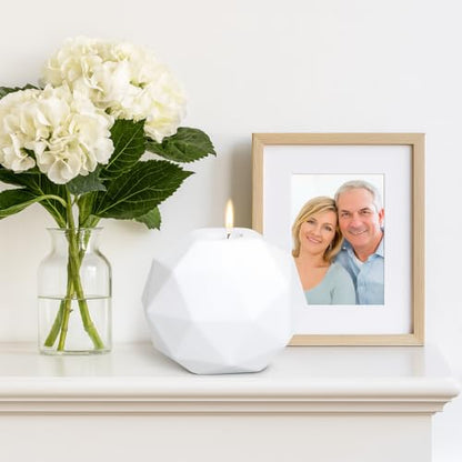 Handmade White Ceramic Decorative Urn – Large Cremation Urn for Ashes Adult Male or Female – Memorial Urn, 220 lbs Capacity