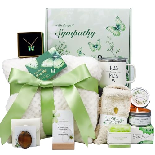 Sympathy Gift Baskets – Memorial Gifts for Loss of Loved One, Mother, Father, Husband, Mom, Dad – Condolences Gift for Loss, Grief Gifts for Women, Bereavement & Miscarriage Gifts - color: White
