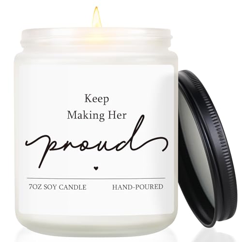 Sympathy Gifts for Loss of Loved One, 7OZ Lavender Scent Soy Wax Candle - style: Keep Making Her Proud