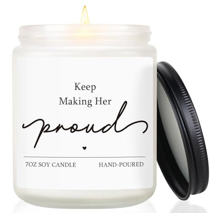 Sympathy Gifts for Loss of Loved One, 7OZ Lavender Scent Soy Wax Candle - style: Keep Making Her Proud