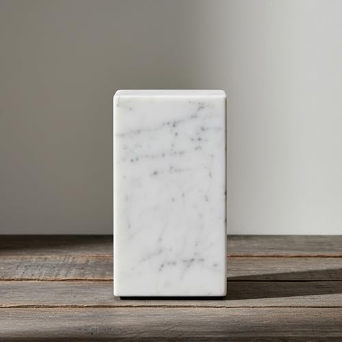 AspenStudio Carrara Marble Urn Genuine Vertical Marble Urn for Human Adult Cremation urn by Aspen Studio