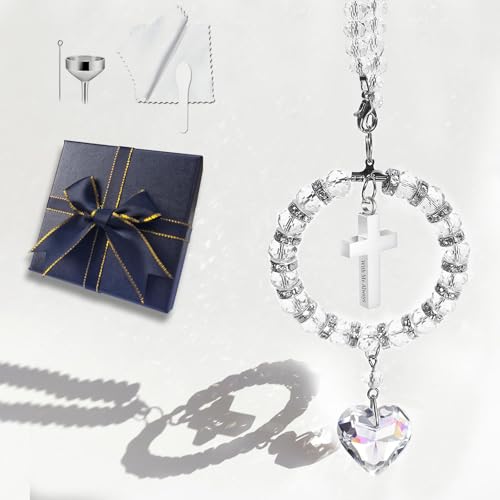 Cross Mini Urn for Car Rear View Mirror Hanging, Small Cremation Ashes Car Charm Keepsake, Crystal Sympathy Suncatcher Miniature Stainless Steel Urn, Memorial Grief Gift for Loss of Loved One