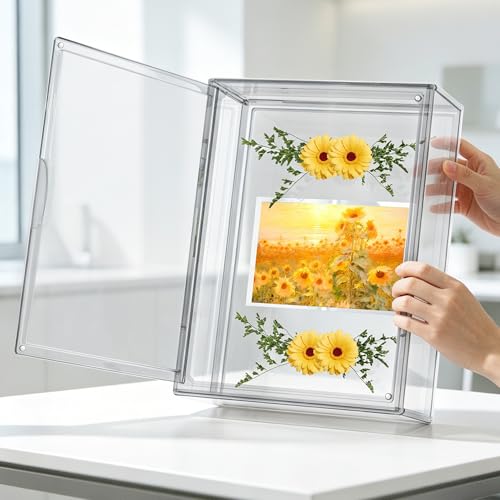 BOHOIDEE 11 x 15 Shadow Box Frame Display Case with Magnetic Door, Clear Acrylic Shadow Memory Box Frame for Flower Baby Pet Wedding Photo(1, Large-Clear) - size: Large-Clear