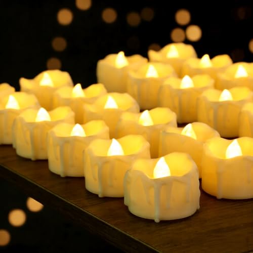48 Pack Flameless Timer Tea Lights Battery Operated, Flickering LED Timer Votive Candles, Outdoor Flicker Electric Fake Tealight Candles Bulk for Halloween Pumpkin Light Christmas Decorations - color: Timer Tea Lights-C 48PCS