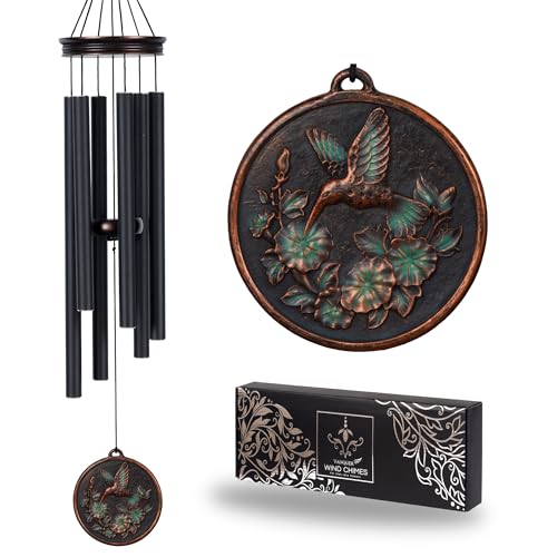 Large Wind Chimes for Outside Deep Tone - 34'' Wind Chimes Outdoor Clearance, Windchimes Outdoors, Hummingbird Wind Chime,Sympathy Gift, Patio, Home Décor, Vintage Black (34" Hummingbird) - size: 34" Hummingbird