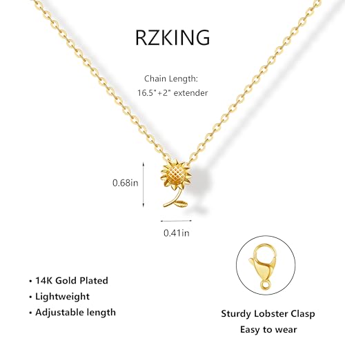 RZKING Golden Necklace for Women, Gifts for Best Friend Sister Mom Daughter - style: Sunflower