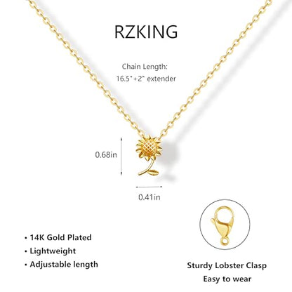 RZKING Golden Necklace for Women, Gifts for Best Friend Sister Mom Daughter - style: Sunflower