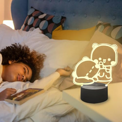 3D Night Light Bubuuu and Duduuu Gifts, Bear Shaped Table Lamp with Remote Control Gifts for Girls Birthday Christmas Valentine - color: night light 4