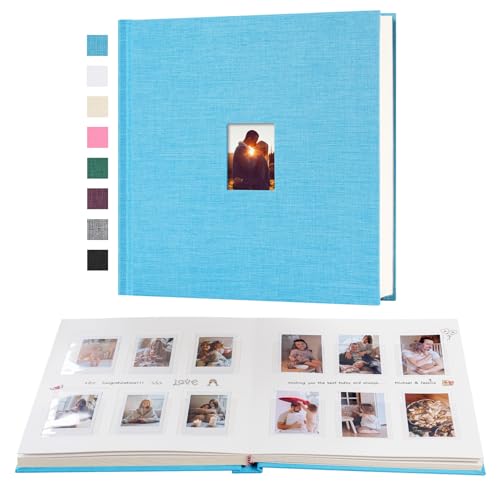 Instax Mini Photo Album with Writing Space, 168 Pockets, Blue | Compatible with 2x3 inch & Polaroid Pictures, Recessed Clear Pockets, Wedding Guest Book and Family Memories - color: Blue, size: 168 Pockets