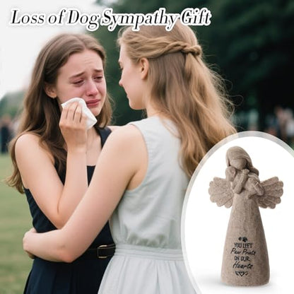 Dog Memorial Gifts for Loss of Dog, Pet Loss Sympathy Angel Figurine | Dog Bereavement Gift, Remembrance Keepsake, Dog Passing Away Gift, 6-Inch Hand-Painted Resin Memorial Statue - color: Granite