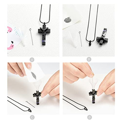 Forever in My Heart Birthstone Personalized Double Cross Urn Pendant Cremation Jewelry for Ashes Cross Ashes Keepsake - color: Purple