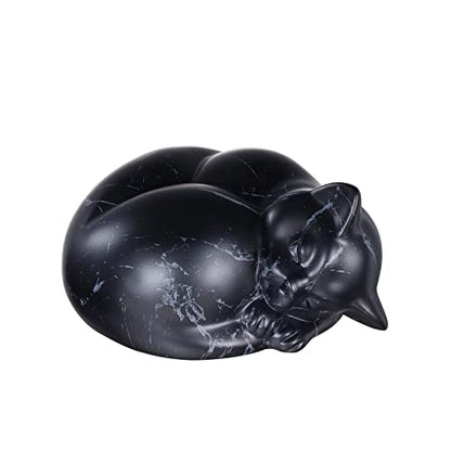 Pet Urns,Sleeping Resin Cremation Cat Urn, Cat Urns for Ashes, Small Animal Urn (Black)… - color: Black