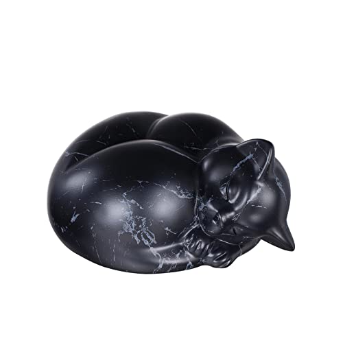 Pet Urns,Sleeping Resin Cremation Cat Urn, Cat Urns for Ashes, Small Animal Urn (Black)… - color: Black