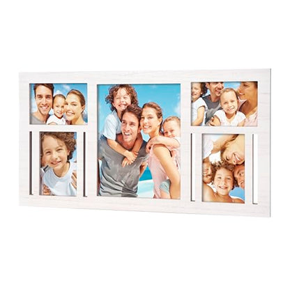 Collage Picture Frame for Wall – White Multi Photo Frame Holds 8x10 and 4x6 - color: White, size: 5 Opening-Mixed