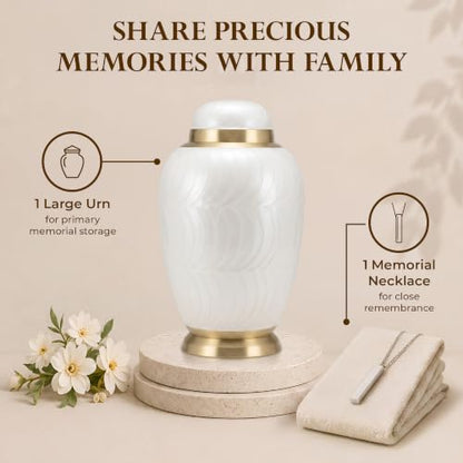 Personalized Dometop White Cremation Urns for Human Ashes Adult Set of 2 - color: Dometop White Single Urn - Custom