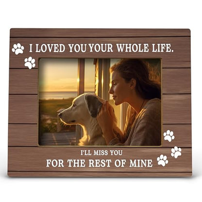 FONDCANYON Pet Cat Dog Memorial Picture Photo Frame, Cat Dog Sympathy Gifts, I'll Miss You for the Rest of Mine Memory Picture Frames, Bereavement Sympathy Gifts for Loss of Pet (5x7 Inch Photo)