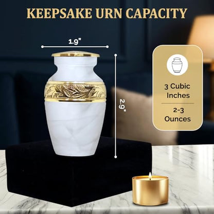Small Urns for Human Ashes - Elegant Keepsake Cremation Urns (Pearl White, Set of 4) - color: Pearl White