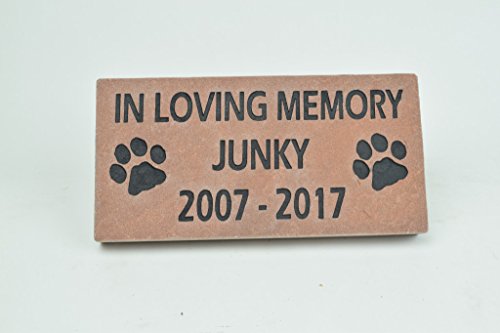 Engraved Stone Pet Memorial Headstone, Red, 4x8 Inches | Grave Marker, Dog Cat, Flagstone