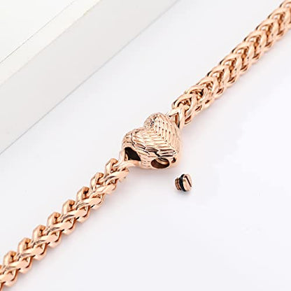 Heart Urn Link Bracelet for Ashes for Women Stainless Steel Cremation Jewelry Adjustable Keepsake Bangle Memorial Gift - color: D