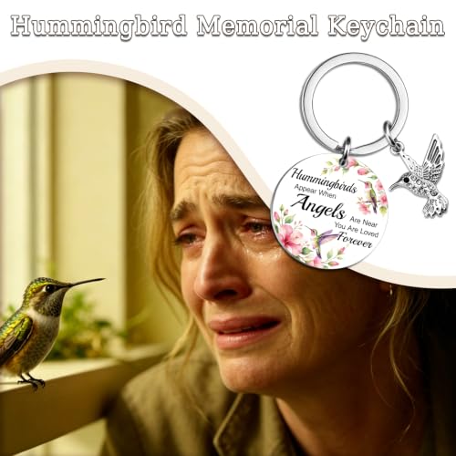 Hummingbird Keychain Grief Gifts for Women Hummingbird Gifts | Condolences Gift Basket for Loss Bereavement Sympathy Gifts for Loss of Loved One Mother Son Husband Daughter Friends