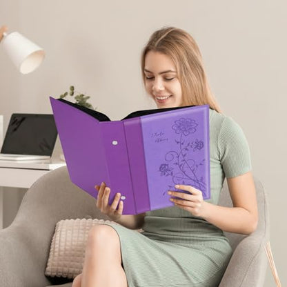 Artmag Photo Album 4x6 300 Photos, Extra Large Capacity Leather Cover Wedding Family Photo Albums Holds 300 Horizontal 4x6 Photos(Purple) - color: Purple, size: 300 Pockets