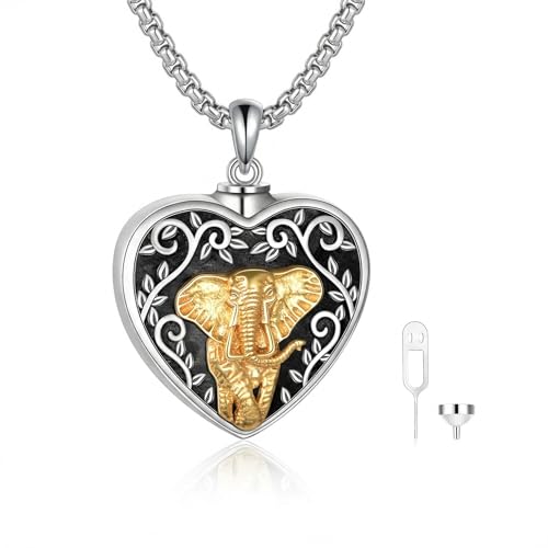 Urn Necklace for Ashes Blue opal Cremation Necklace Keepsake Memory Jewelry for Ashes of Loved Ones Keepsake - style: Elephant