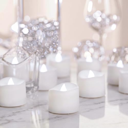 Homemory 50-Pack Flameless Tea Lights Candles Battery Operated, 200+ Hours - color: Cool White Glow – White Body, size: Pack of 50