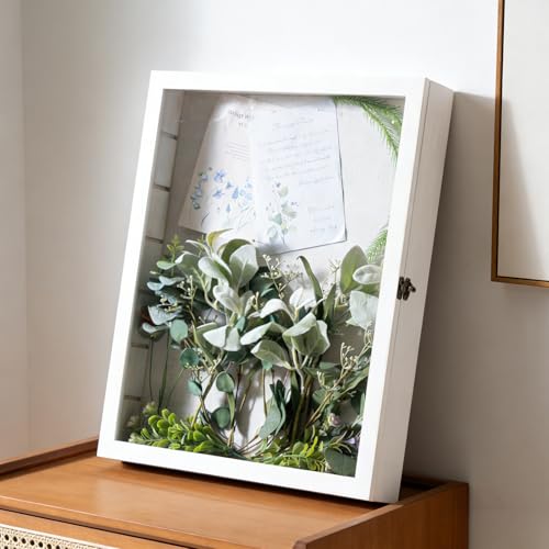 Muzilife 16x20 Shadow Box Wood Picture Frame with Shelves, 2.83 Deep, White - color: White, size: 16"x20" with Shlef