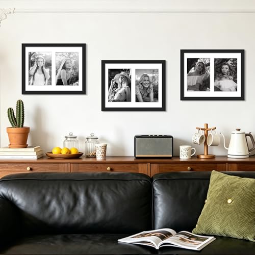 DUENPY 4 Pack 8.5x11 Collage Frame For 2 5x7 Photos Black - color: Black, size: 8.5x11（5x7 opening）-4 Pack