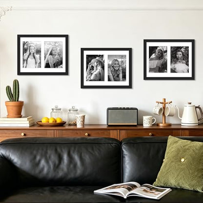 DUENPY 4 Pack 8.5x11 Collage Frame For 2 5x7 Photos Black - color: Black, size: 8.5x11（5x7 opening）-4 Pack