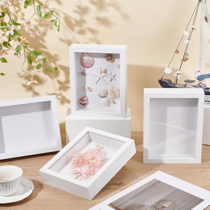 8 Pack 6x8 Inch Shadow Box Picture Frame, 3D Frames Shadow Box | Shadow Box Frame Bulk Wood Shadow Boxes Display Cases for Wedding Memories Crafts Awards Medals Tickets Photos, White - color: White