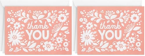 Hallmark Pack of Thank You Cards, Pink Rustic Flowers (20 Thank You Notes with Envelopes for Baby Showers, Weddings, All Occasion) (Pack of 2) - size: 20 Count (Pack of 2)