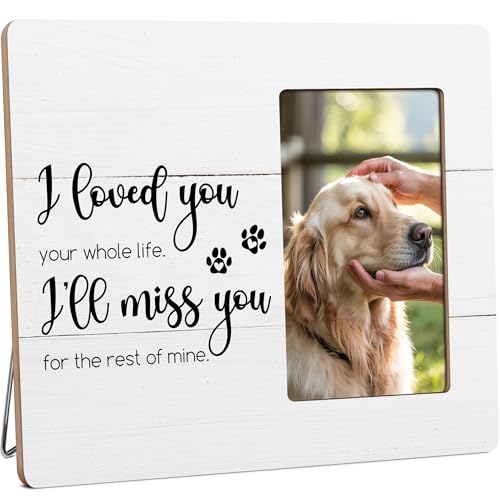 Pet Memorial Picture Frame Gifts for Loss of Dog, Dog Passed Away Gift, I Loved You Your Whole Life Gift Wooden Picture Frames, 4x6 inch Photo - color: Purple