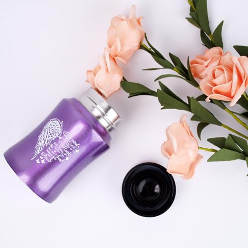 4.5 Inches Small Keepsake Urn for Human Ashes - Heart Wing Pattern Memorial Container - Stainless Steel Mini Cremation Urn - size: Wing-Purple
