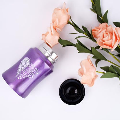 4.5 Inches Small Keepsake Urn for Human Ashes - Heart Wing Pattern Memorial Container - Stainless Steel Mini Cremation Urn - size: Wing-Purple