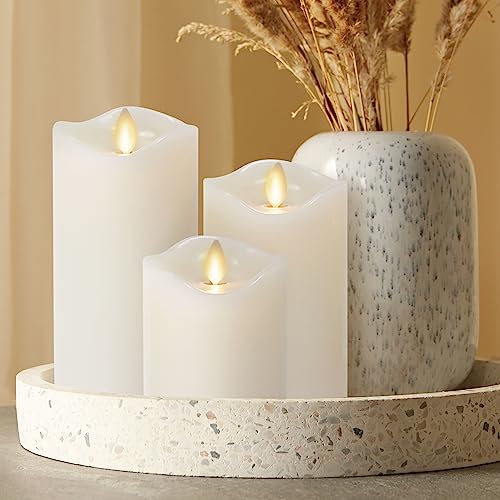 Matchless Candle Co. Flameless Moving Flame Pillars, Unscented Wax Melted Edge, AA Batteries - color: Ivory
