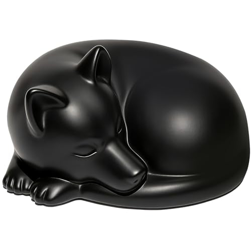 Dog Urn, Dog Urns for Ashes, Sleeping Resin Cremation Pet Urn for Dog Ashes | Pet Memorial Keepsake Funeral Urn for Dogs Ashes, Animal Urn - color: Black-c