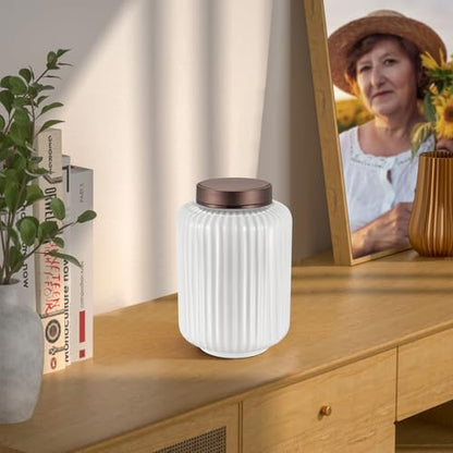 SOITIS Small Urns for Human Ashes 4.5 Inch Sharing Ceramic Urn for Ashes Mini Urns for Human Ashes Keepsake Urn for Human Ashes Funeral Memorial Holder White Urn for Women Men